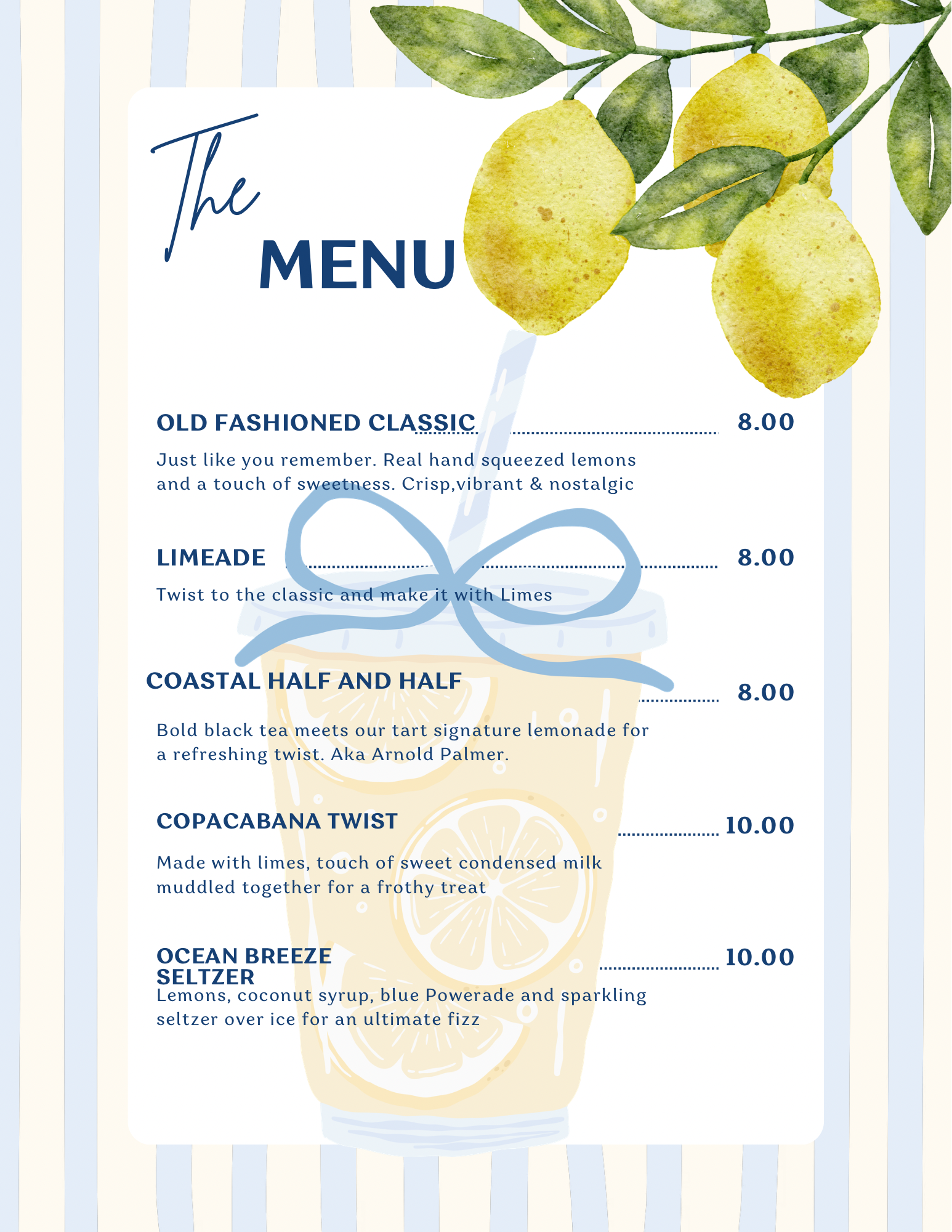 Menu for The main squeeze