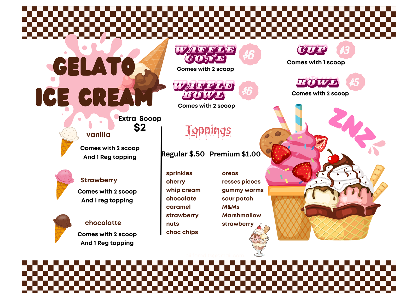 Menu for ZNZ Treats