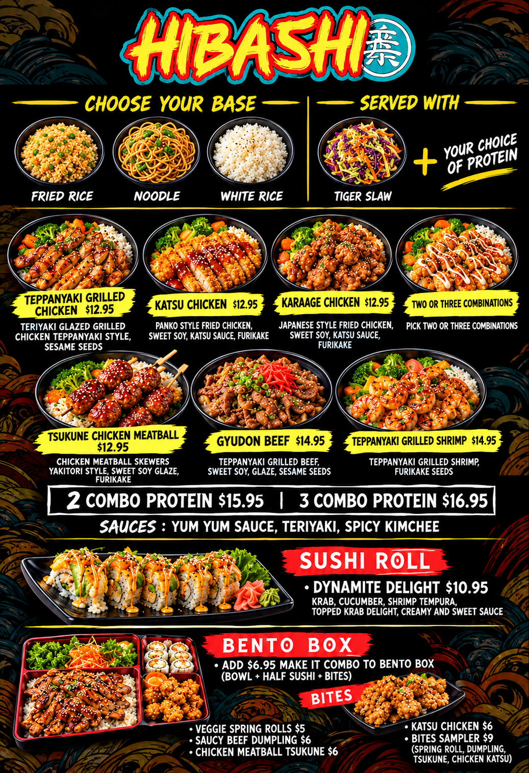 Menu for Hibashi food truck